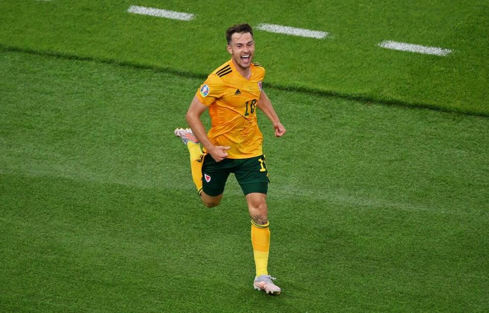 Aaron Ramsey playing for Wales
